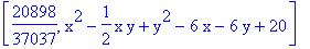 [20898/37037, x^2-1/2*x*y+y^2-6*x-6*y+20]